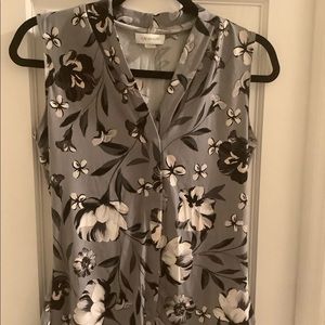 Calvin Klein Pleated V neck top sleeveless